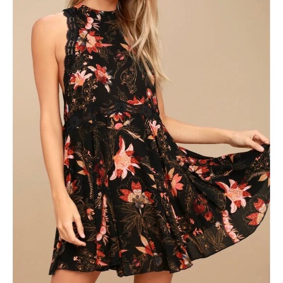 Free People Dresses & Skirts - FP Intimately She Moves Slip Mini Dress Lace Sleeveless Boho Floral Print XS